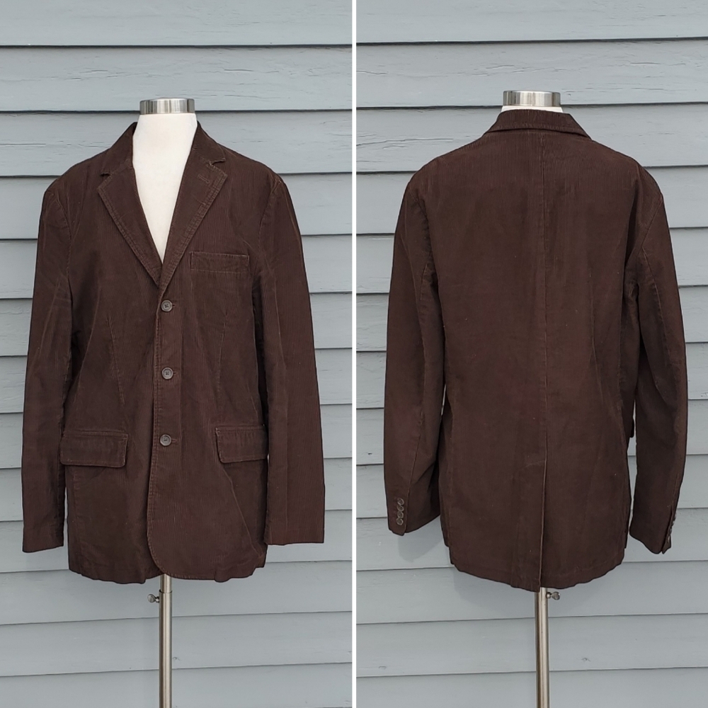Vintage 90s y2k J. Crew Western Boho Cowboy Brown Corduroy Blazer Jacket Coat Md